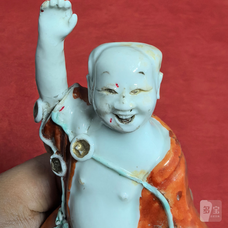 清晚期 粉彩刘海戏金蟾造像 - 图8